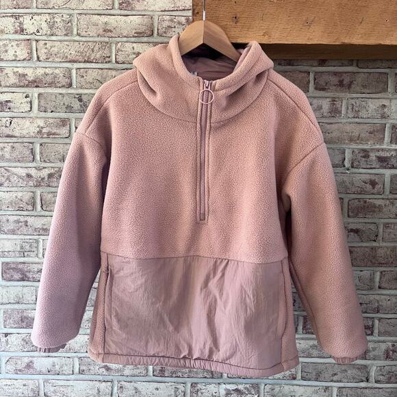 FABLETICS: Lotta Teddy Half-Zip Hooded Jacket Peach Small Oversized ( H328) - Picture 4 of 8